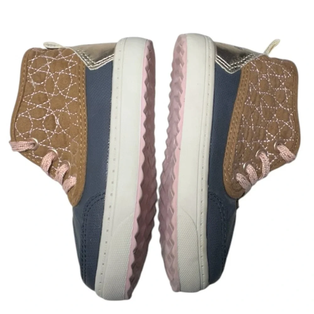 OshKosh B'gosh Girls Tarin Boot Quilted Brown Navy Sneakers Toddler Size 7
